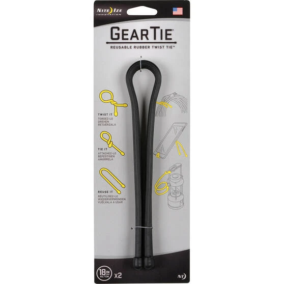 Nite Ize Black 18” Gear Tie - Two Pack 3 Nite Ize Black 18” Gear Tie - Two Pack